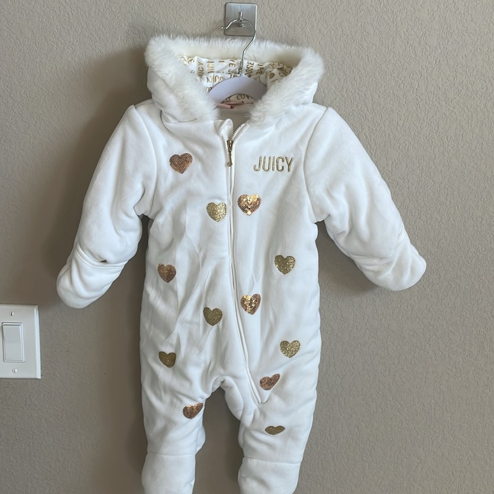 Winter warm Juicy Couture baby onesie.